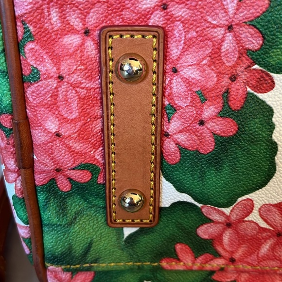 Dooney & Bourke Satchel crossbody bag genuine leather geraniums pink/red/gree - Picture 11 of 17